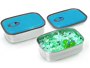 Funeiko Stainless-Steel Leak-Proof Lunch Box for Office Men, Airtight Tiffin Box for Boys & Girls ? 1.1L - Large (Blue)