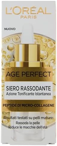 L'Oréal Paris Age Perfect Siero Rassodante Peptidi di Micro-Collagene 30ml, Siero Viso Al Collagene, Rassoda la pelle, Riduce le rughe e macchie dell'età, Contrasta 5 anni di rilassamento della pelle