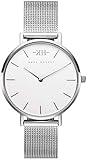 Kara Harvey Damen-Armbanduhr Olivia Silber Mesh 32mm Weiss Analog Quarz Edelstahl 851