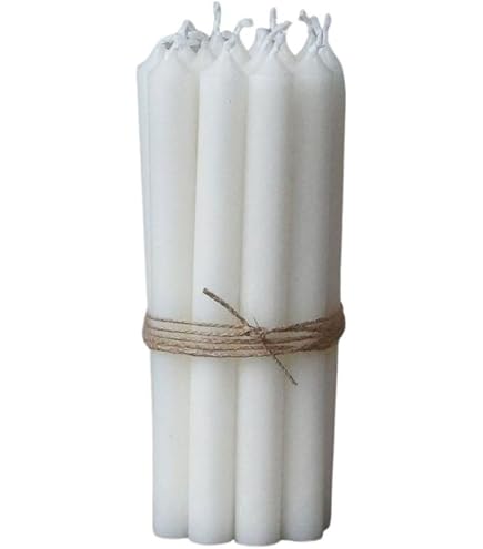 12er Pack dünne Stabkerzen H:13 cm Ø:1,2 cm div. Farben Brenndauer 2,5 Stunden Advent Weihnachten, Farbe:Creme