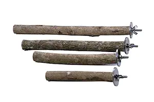 KSK Natural Wood Bird Perch Stand-Wooden Parrot Perch Stand-Perch Platform Cage Accessories for Parrotlets Budgies Cockatiels Parakeets Lovebirds( 4 Pack)