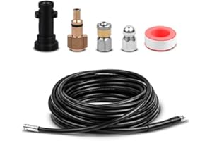 DERASL 15M Kit Tuyau Déboucheur flexible Haute Pression Avec Adaptateur Convient Pour Kärcher K2 K3 K4 K5 K6 K7 et LAVOR