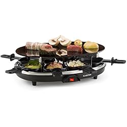 Klarstein Blackjack Appareil à raclette multifonction (plaque de cuisson pour grill en céramique, 8 poêlons, 900 W, chauffe très vite) - acier inox