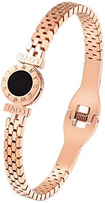 Lnyy Titanium Steel Bracelet Women Fashion Plated 18K Rose Gold Watch with Jewelry Gift