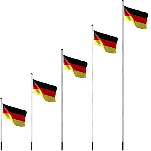 FLAGMASTER® Aluminium Fahnenmast 6,50 m, inkl. Deutschland Fahne + Bodenhülse + Zugseil, 3 Jahre Garantie - 4