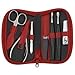Sonnenschein Exclusiv German Made 7 Piece Stainless Steel Manicure Set in Red Leather Case