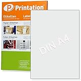 etiketten papier rund Weiße Universal/Allround Blanko Computer Etiketten Druckerpapier vollflächig selbstklebend 210 x297mm weiß - Mit Drucker, Inkjet, Laser/Laserdrucker/Kopierer bedruckbar, Kugelschreiber, Faserschreiber, Textmarker oder Buntstift individuell beschreibbar - klebendes Papier / Klebeblätter / Klebeetikett 210x297mm 1x1 A 4