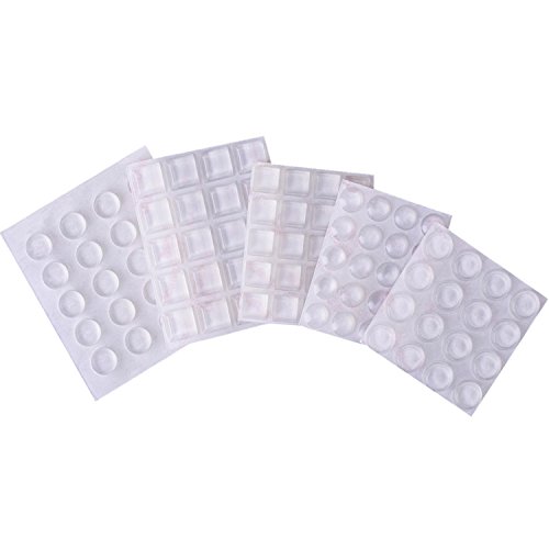 Outus Transparent Gummi Anschlagdämpfer Klebstoff Stoßfänger Pads Selbststab Schutzpuffer Türpuffer Pads Stoßfänger Puffer Möbel, Zylindrisch, halbkugelförmig, Trapezförmig, 96 Stück