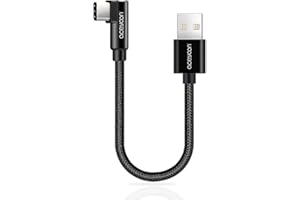 aceyoon Kabel USB typu C 90 stopni 20 cm, kabel USB C szybkie ładowanie, nylonowy krótki kabel USB C, kompatybilny z iPhone 15, kompatybilny z Samsung A70, A60, S23, S22