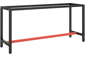 ‎VIDAXL vidaXL Rama do stołu roboczego, czerwono-czarna, 170x50x79 cm, metal