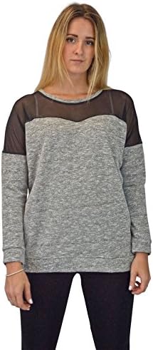 Urban Outfitters Grey Black Mesh Shoulder Swing Top Size L Grey