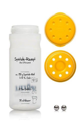 „Schwäbisches Starter-Kit“: Originaler Spätzle-Shaker in gelb + Kochbuch - 2