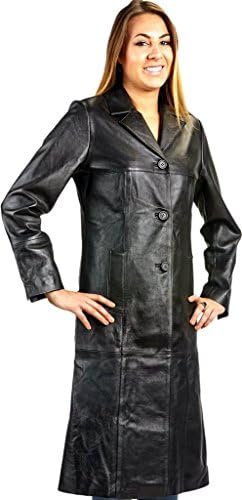 Ladies Matrix Black Long Leather Coat
