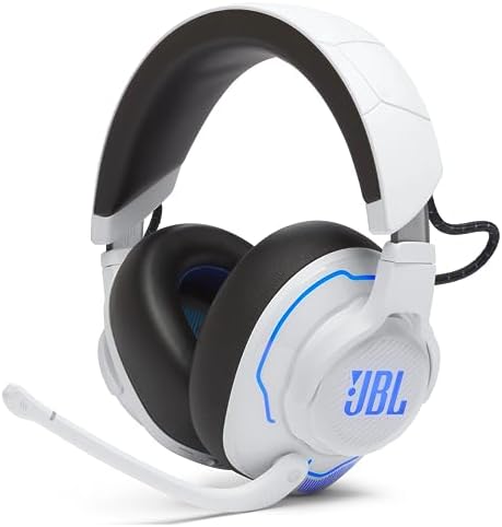 JBL Quantum 910P Cuffie Gaming Over Ear Wireless Bluetooth per PlayStation, Cancellazione Attiva del Rumore, Head Tracking, Microfono a Braccio, Compatibili anche con PC e altre Console, Bianco