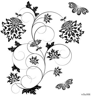 Clear stamp set stylized flower &amp; butterflies