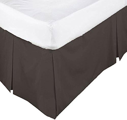 EGYPTO Polycotton Base Valance Bed Sheet, Pleated Styling - 16" EXTRA DEEP Valance (FIT OVER BASE) (Kingsize Bed Pleated Valance, Chocolate Brown)