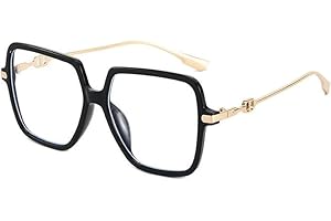 YITAIYUAN Lunettes pour Lire, Lunettes carrées surdimensionnées de la Mode, lumière Anti-Bleue, Lunettes de Cadre en métal rétro for Femmes, Lunettes de Vue d'ordinateur (Color : +1.5, Size : Black)