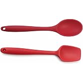 Silikon Kaşık & Pişirme-Servis Kaşığı (Pilav Kaşığı/K&uuml;rek Spatula) Seti &ndash; Isıya Dayanıklı, &Ccedil;izmez, Askılı Tek Par&ccedil;a Tasarım (