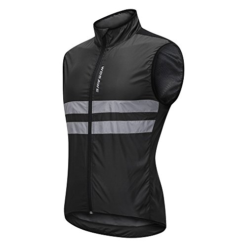 WOSAWE Homme Gilet de Cyclisme Ultraléger Respirant Veste sans Manches de Vélo Coupe-Vent avec Haute Visibilité