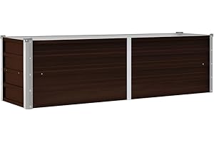 vidaXL Letto Rialzato da Giardino Rettangolare Alto Elegante Staffe Supporto Terrazzo Letto di Coltura Rialzato Marrone 160x40x45cm Acciaio Zincato