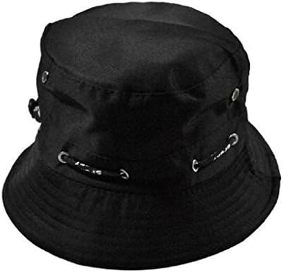 Pingtri Men Women Unisex Cotton Bucket Hat Double Side Fishing Boonie Bush Cap Visor Sun (Black)