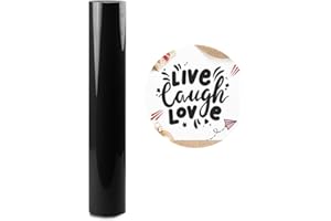 HEINAROMAN Rotolo Vinile con Retro Adesivo - 30,5x152cm Nero Lucido Permanente, Pellicola Autoadesiva in Vinile Plotter per Decorazioni, Progetti di Bricolage - Funziona con Rilievo di taglio e contorno