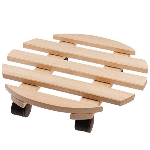Wooden Plant Pot Trolley Mover Ø 35 cm Round solid wooden Plant