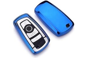 CAR PASSION Cover Guscio Chiave TPU Lucida Compatibile Con BMW SERIE 1 3 4 5 6 7 X1 X3 X4 X5 Silicone 3 Tasti Custodia Protezione Telecomando Auto (BLU)