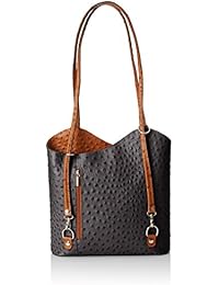 Chicca Tutto Moda CTM Borsa da Donna a Spalla in Pelle di Struzzo, 28x30x9cm, Vera Pelle 100% Made in Italy