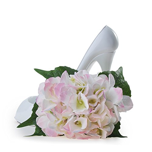 6st. künstliche Hortensie Brautstrauß weiß/rosa Blumen mit grünnen Blätter für Hochzeit Blumenarrangements Tisch Dekoration