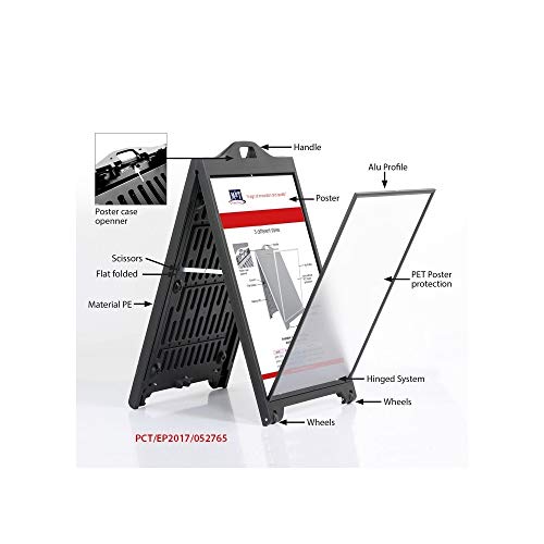 M & T displays Stop acera negro signpro - Puerta Cartel exterior sobre ruedas