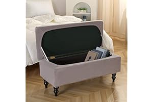 Highdi Stretch Ottoman Cover Rectangle, Soft Elastic Ottoman Slipcover Folding Ottoman Storage Bench Covers Washable Footstool Protector Covers (M,Light grey)