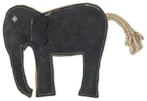 Pet Me New Age Elephant Chew Squeak Toy Dura-Fused Leather Suede Coconut Fibre All Natural Organic Dog Squeak Chew Toy Interactive Toy Squeak Sound Toy