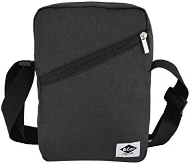 Lee Cooper Marl Gadget Bag (Black) Mens Cross Body Small Zipped Shoulder Bag Lightweight Organiser Satchel Purse Messenger style Bag for Sports Travel Flight Trip Work Everyday