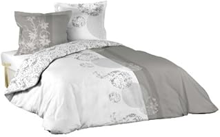 Douceur d'Int&eacute;rieur - Parure de Lit 2 Personnes - Housse de Couette - 220 x 240 cm + 2 Taies Carr&eacute;es - Imprim&eacute; Bubbles R&eacute;versible