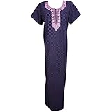 Indiatrendzs Women Nightwear Fine Cotton Printed Embroidered Neckline Summer Nighty (Chest 44)
