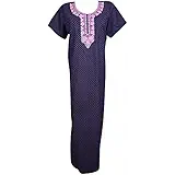 Indiatrendzs Women Nightwear Fine Cotton Printed Embroidered Neckline Summer Nighty (Chest 44)