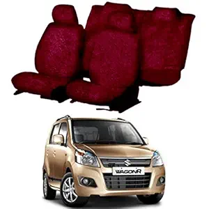 Rufus Cotton Car Seat Cover for Maruti Suzuki Wagon R (5 Seater) (Maroon) (All Detachable Headrest)