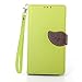 Produktbild Sony Xperia Z1 Hülle,Z1 Case,Cozy hut PU Leder Flip Cover Leder Hülle Kunstleder Folio Schutzhülle Wallet Tasche Etui Schale Standfunktion Kredit Kartenfächer mit Blatt Magnet Muster Design für Sony Xperia Z1 Grün / Braun