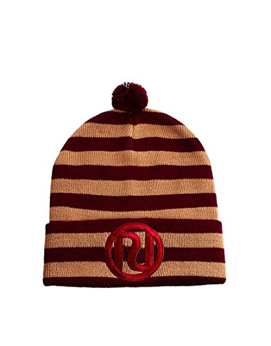 Ladies Striped Bobble Beanie Hat 