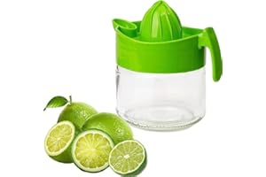 4All Exprimidor manual de limón no eléctrico, extractor de jugo de frutas, sin BPA, limón, lima, naranja, exprimidor de jarra, base de tarro de vidrio, prensa de cítricos de mano de 300 ml (verde)