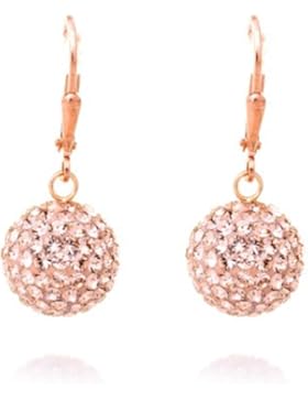 Damen Ohrhänger Ohrringe - Silber 925 Rosé Gold beschichtet Mit Swarovski Elements 12mm - 1549E.RG.12
