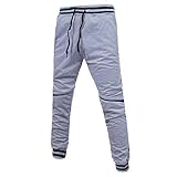 Hose Herren Slim fi,Herren Shorts Sommer,Herren Leinen-Hose Lange Hose Bequeme Stoffhose,M,Grau