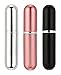 Perfume Atomiser Bottles, Refillable Travel Size, Set Of 3 Stylish Colours Black, Pink and Silver Anti Spill Funnel Included