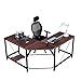 Produktbild DlandHome 150 cm + 150 cm Computertisch Eckschreibtisch Winkelschreibtisch L-förmig, großer Gaming Schreibtisch Arbeitstisch Bürotisch PC Laptop Studie Tisch mit CPU-Ständer, Teak & Schwarz
