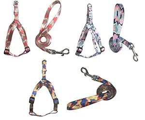 RvPaws 15 mm Army Type Printed Nylon Puppy Harness & Leash Set for Small & Medium Dogs - Pack of ( 1 Pcs - Harness + Leash)