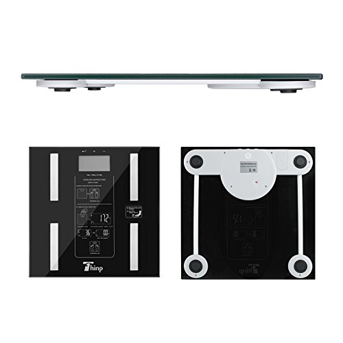 Thinp Waage Personenwaage Fettwaage LED Digital für Badezimmer -Maßnahmen Körperfett , Wasser, Muskeln, Knochen, Kalorien- & BMI (Kg/St/Lb) - 6