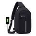 Produktbild Diebstahlschutz-Umhängetasche mit USB-Ladestation, aus Canvas, Tasche für Herren und Damen, leichte Tasche für Schule und Reise, Rucksack, Tagesrucksack, Schwarz
