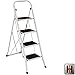 Produktbild Klapptritt 4-stufig mit Kunststoff Auflagen, bis 150kg belastbar, TÜV-GS: Klapptrittleiter 4 Sprossen Stufen Trittleiter Haushaltsleiter Leiter