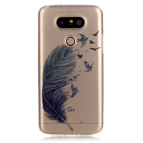 KSHOP Case Cover TPU Silikon Hülle für LG G5 Taschen Schale Schutzhülle Etui dünn kratzfeste stoßdämpfende – Grau Feder - 2